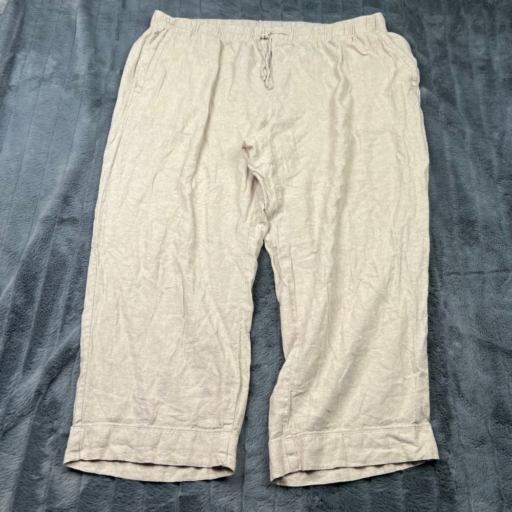 Old Navy High Rise Straight Linen Blend Crop Pants Beige Plus 2X 14301